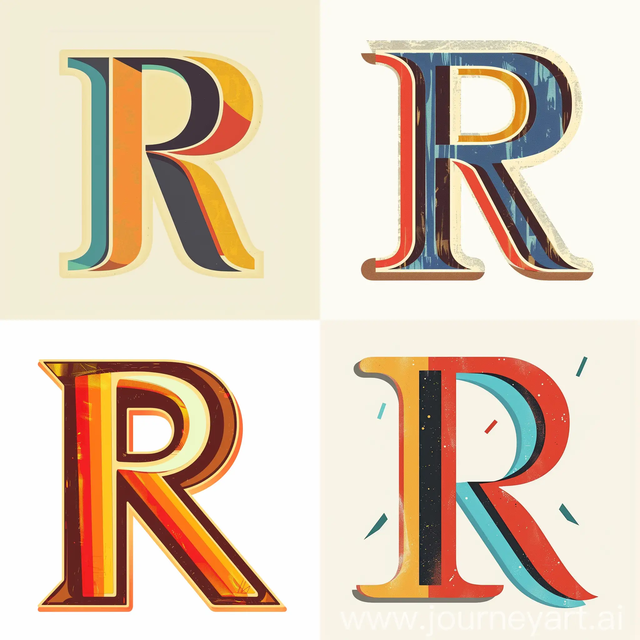 Design a retro looking logo of the letter R