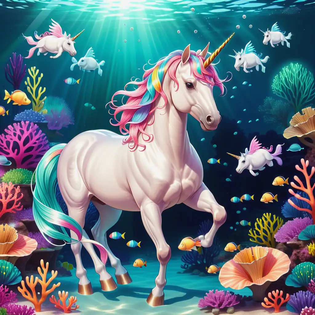 unicorn underwater for coloring book
