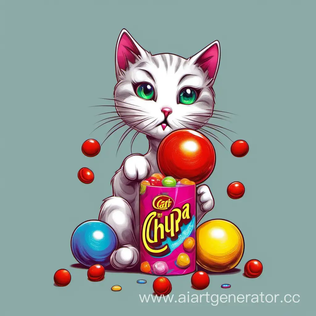 Adorable-Cat-Enjoying-a-Chupa-Chups-Candy
