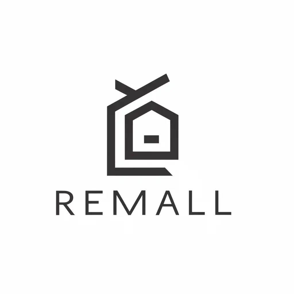 a logo design,with the text "REMALL", main symbol:House,Minimalistic,clear background
