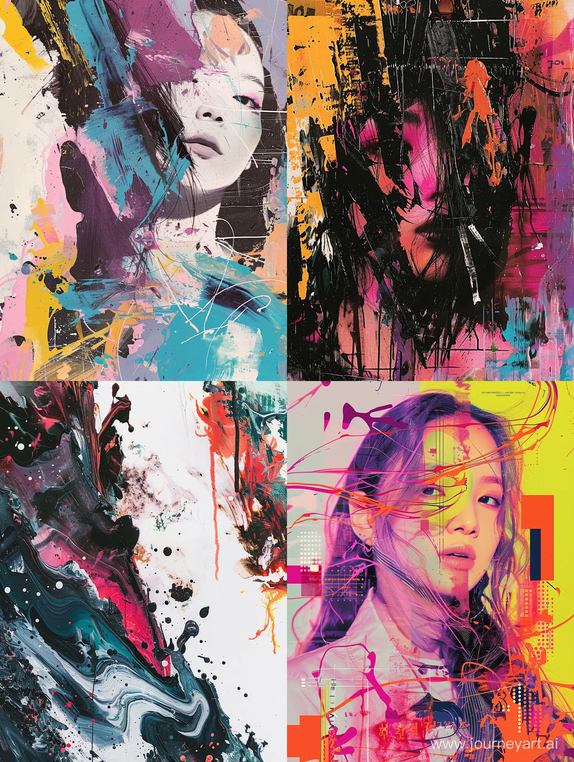an album cover with abstract art of jennie blackpink's style--ar 14:25 --v 6