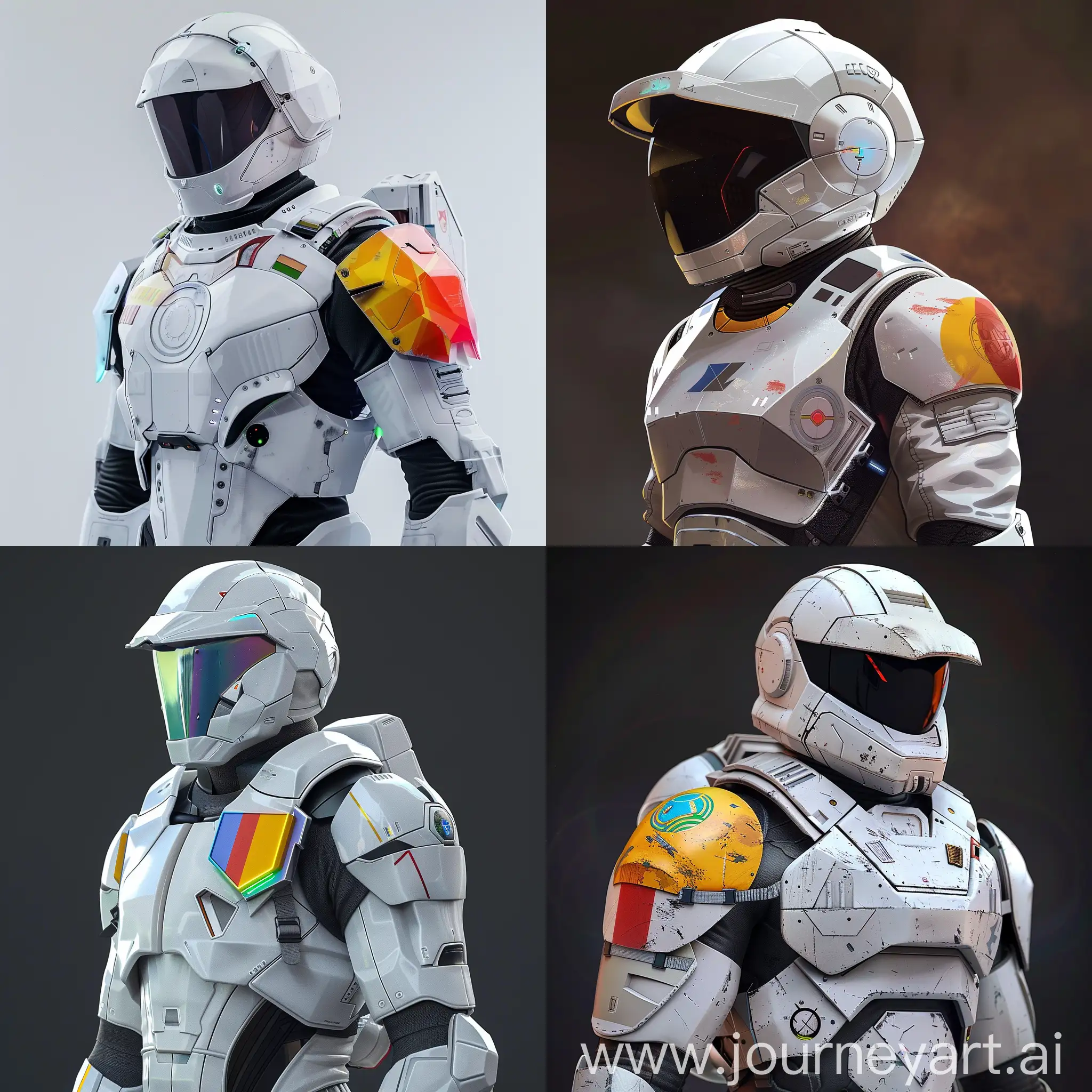Galactic-Union-Soldier-in-SciFi-Armor-with-Planet-Logo-and-ColorCoded-Ranks