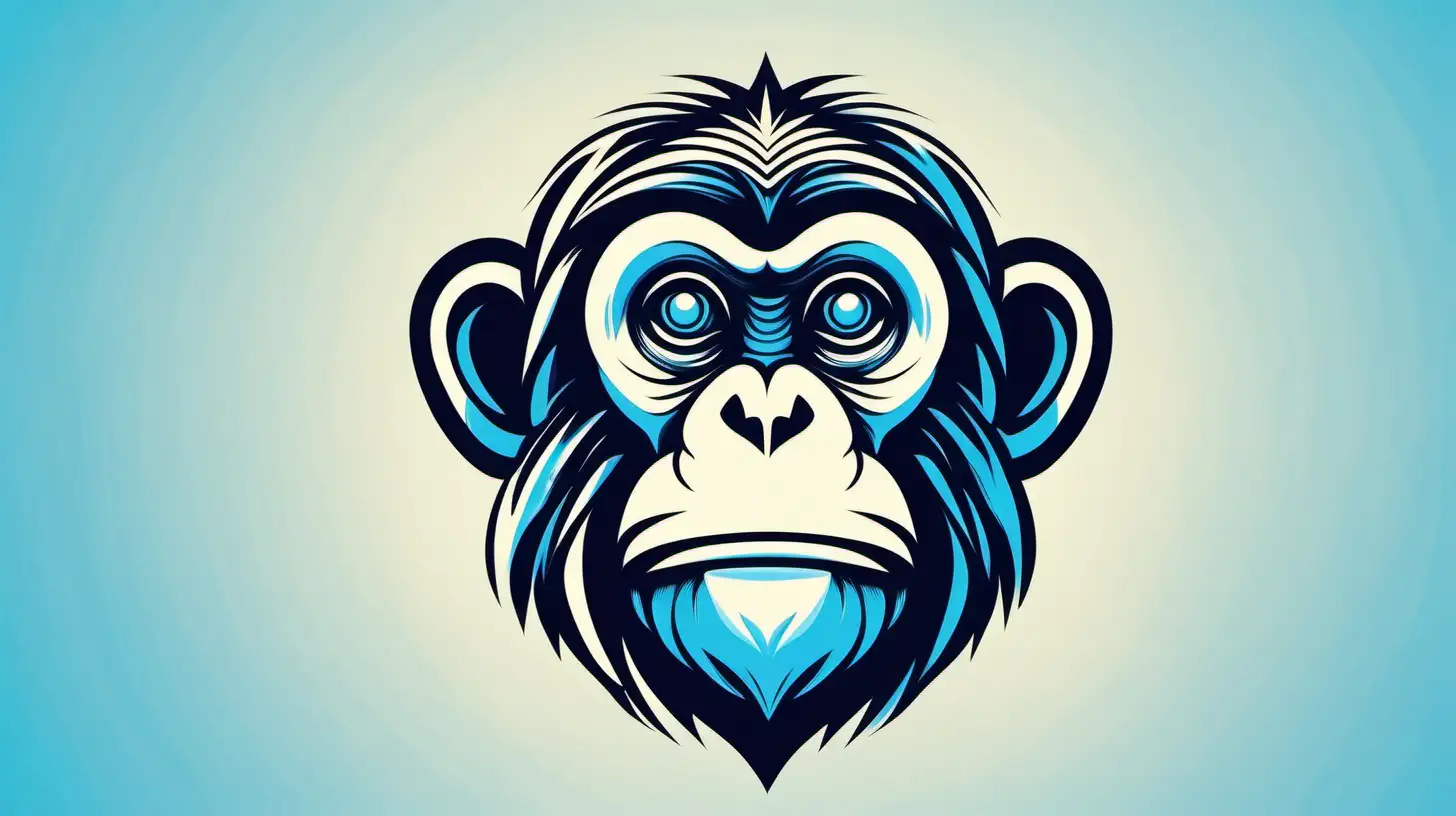 Dynamic MultiLayered Vector Portrait Monkey Logo in Blue White and Black