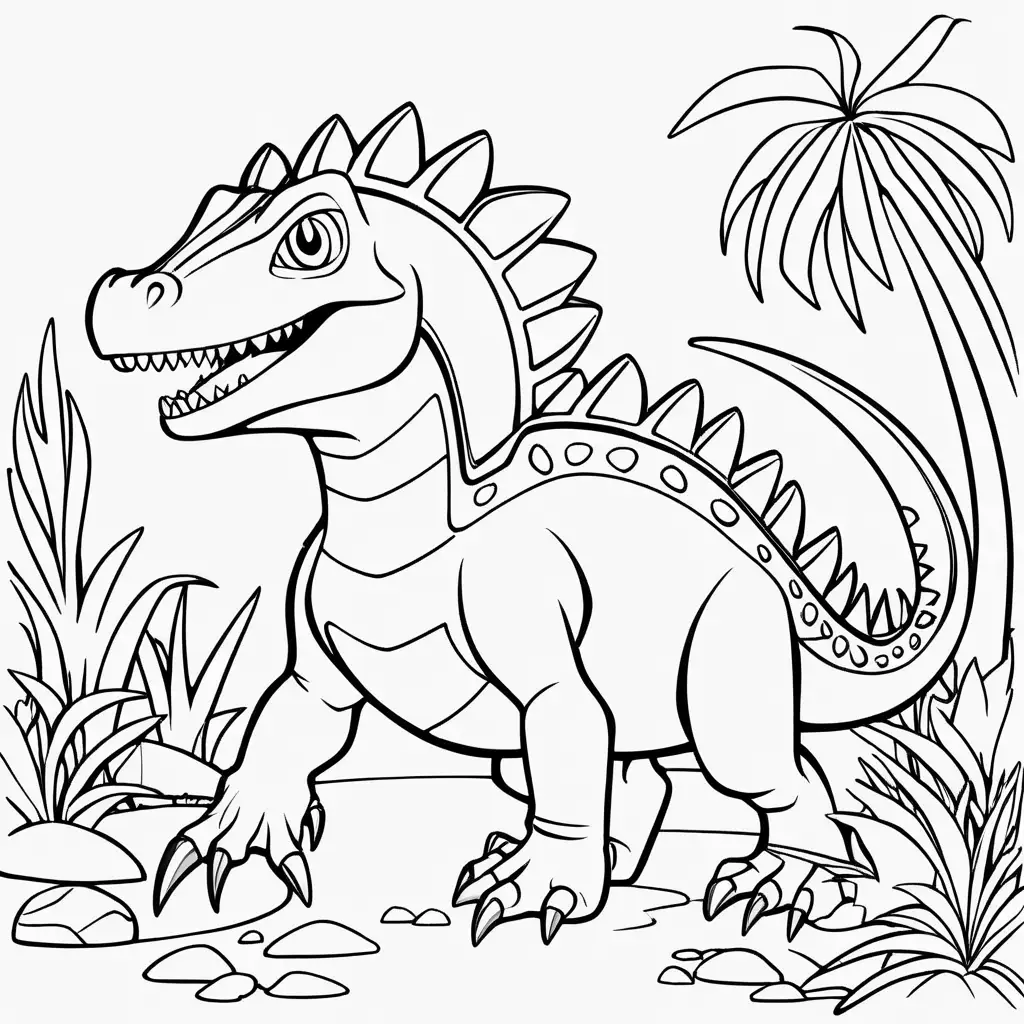 colouring page for kid , Zephyrosaurus ,
cartoon style , thick lines , low detail , no shading --r 911