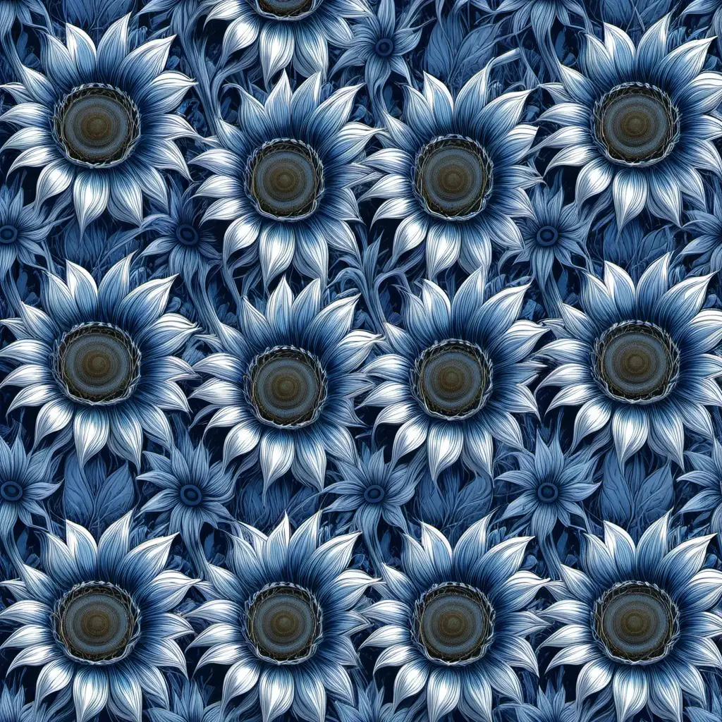 blue sunflower repeating pattern