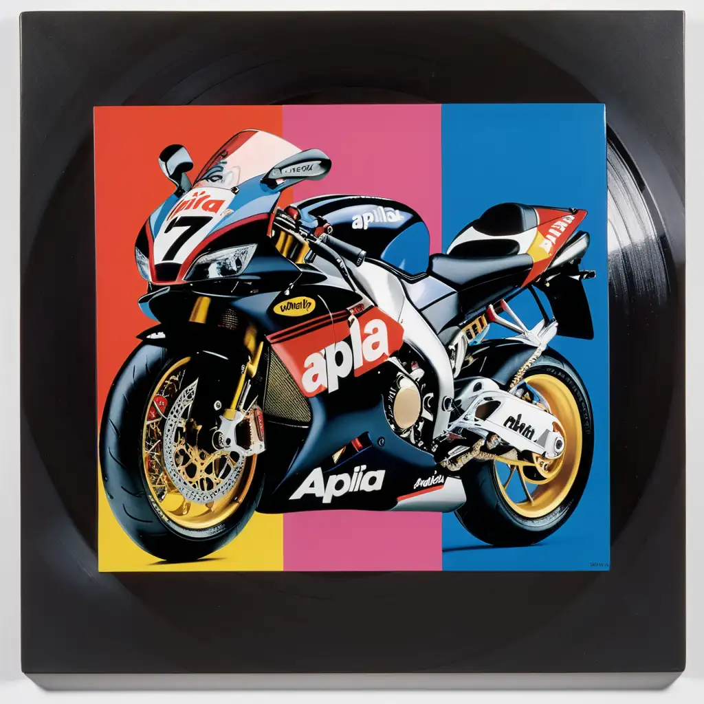 Eclectic Midnight Celebration Vinyl Records 7s and Andy Warhols Aprilia RSV4