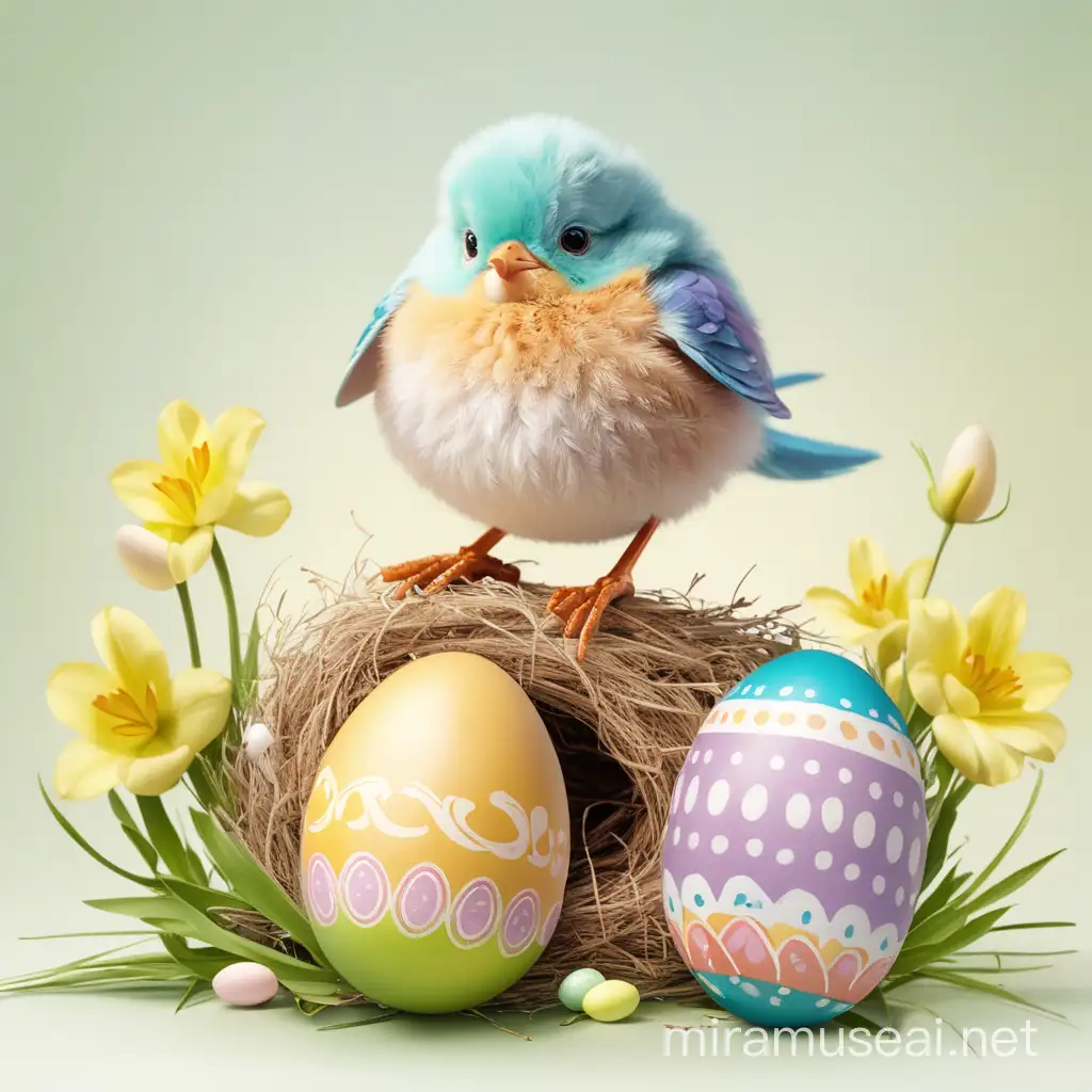 Easter Celebration with Adorable Little Bird
