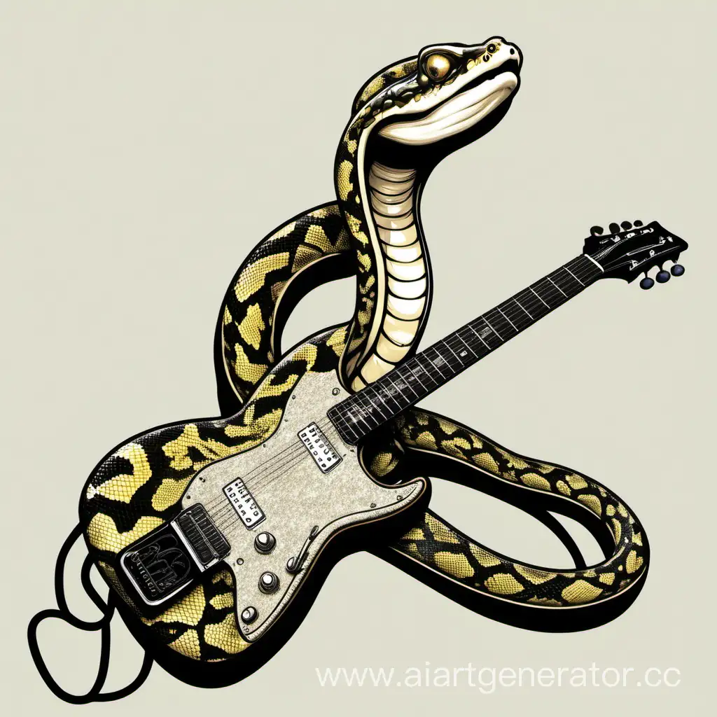 Python-Coiled-Around-Electric-Guitar-Neck