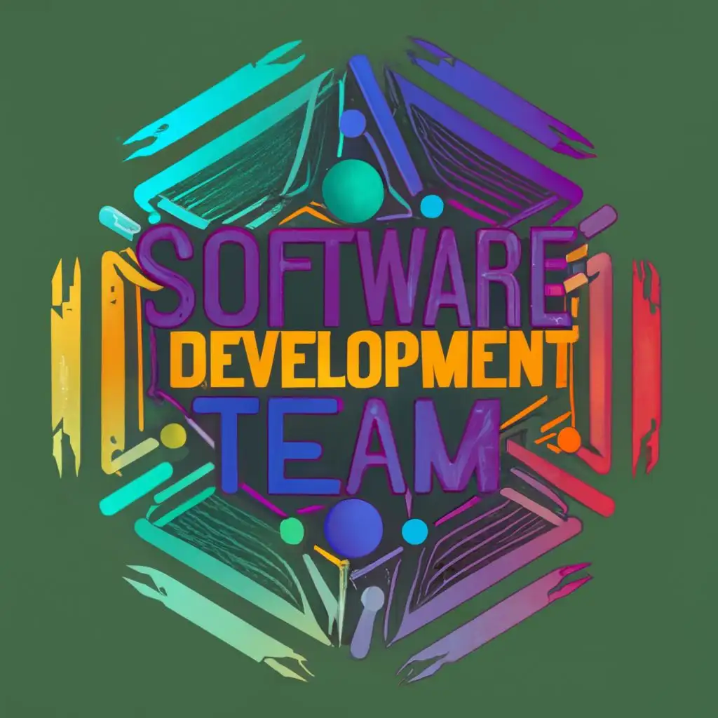 logo, Decagon Colorful Emblem Typography, with the text ""Software Development Team"", typography, be used in Technology industry