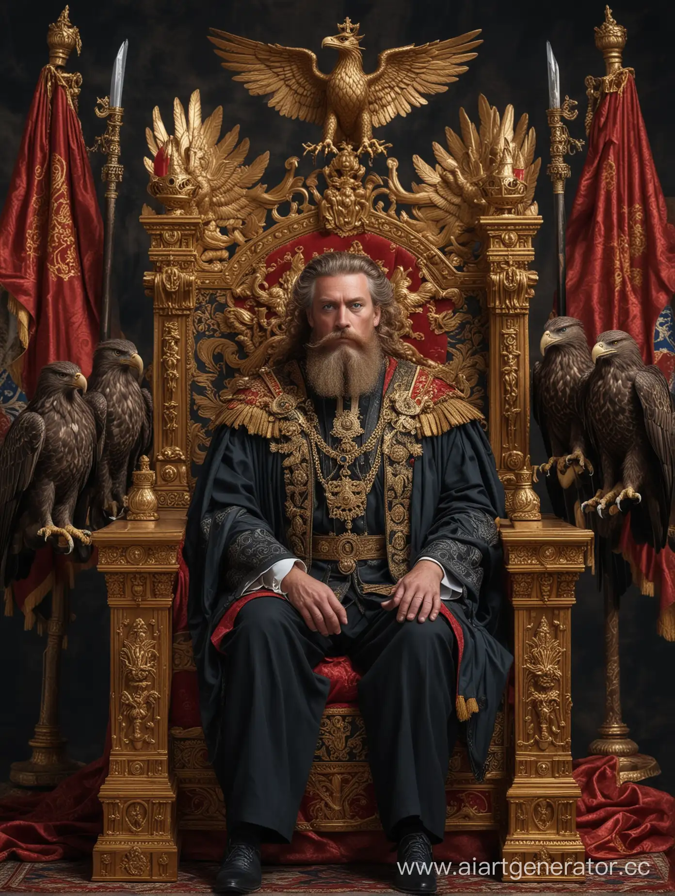 Regal-Emperor-with-Curly-Brown-Hair-and-Ornate-Throne