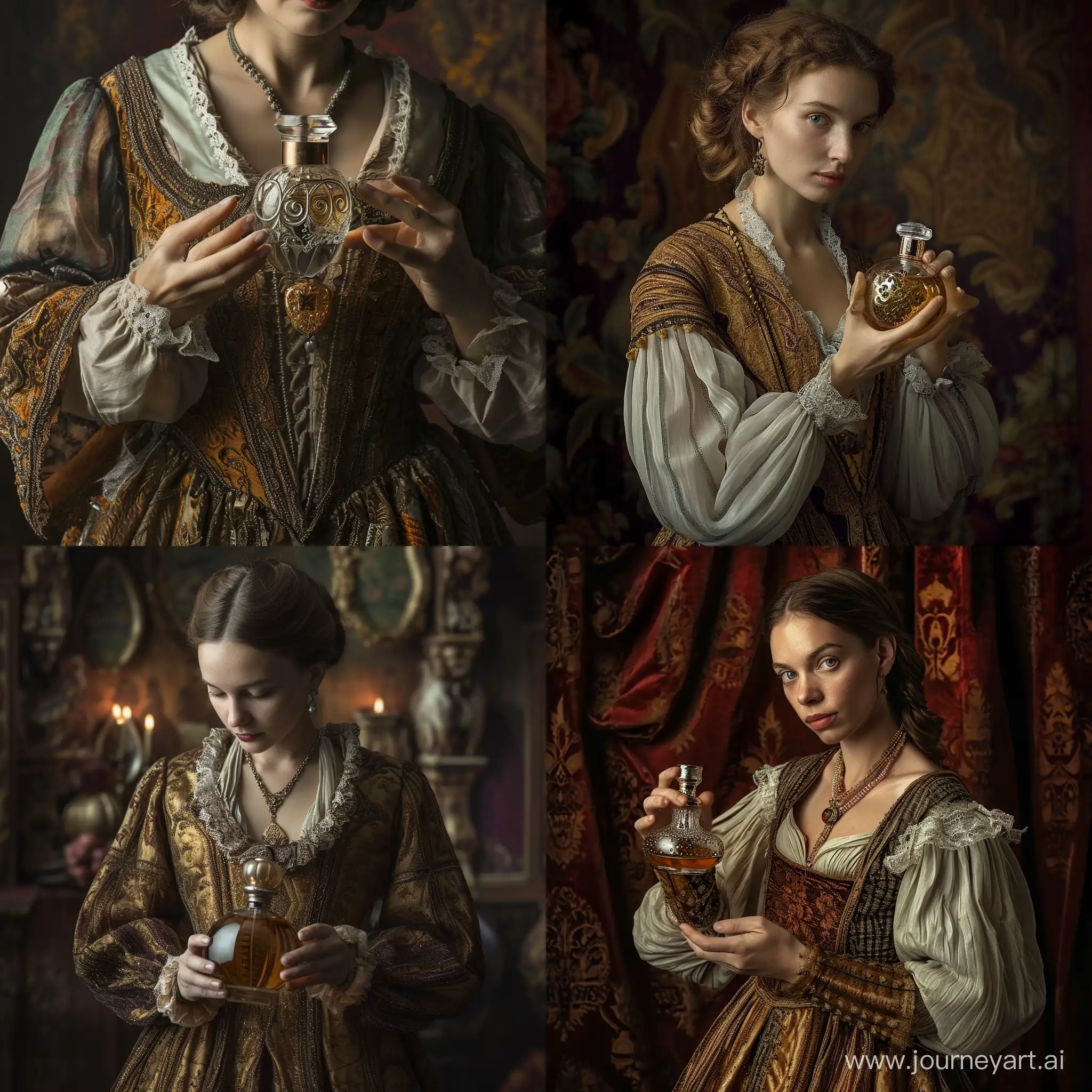 16th-Century-American-Woman-Holding-Exquisite-Perfume-Bottle