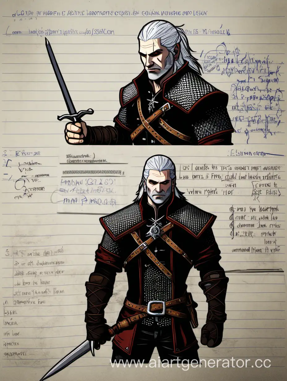 Geralt the Witcher is doing homework at school in Russia
