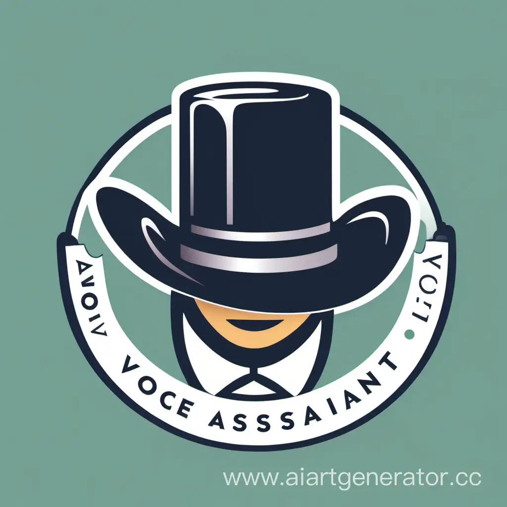 Логотип для голосового асистента помтгающего с обучением манер, на котором изображена шляпа аристократа, минимализм