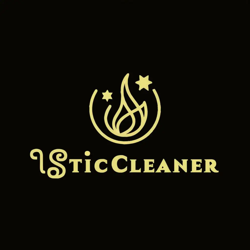 logo, Burning sage moon relaxation, with the text "Istic cleaner", typography