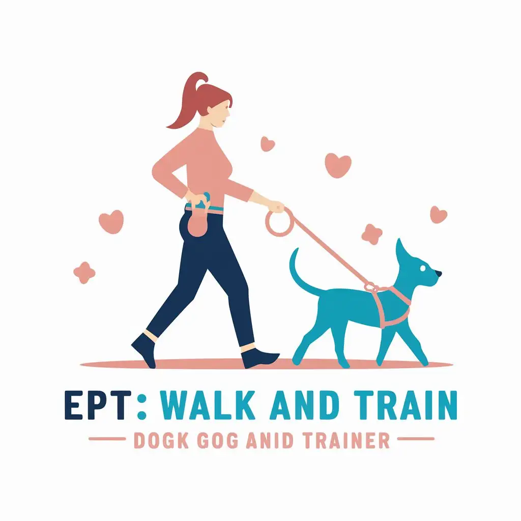 LOGO-Design-For-EPT-Walk-and-Train-Rose-Gold-Blue-with-Woman-and-Blue-Heeler-Theme