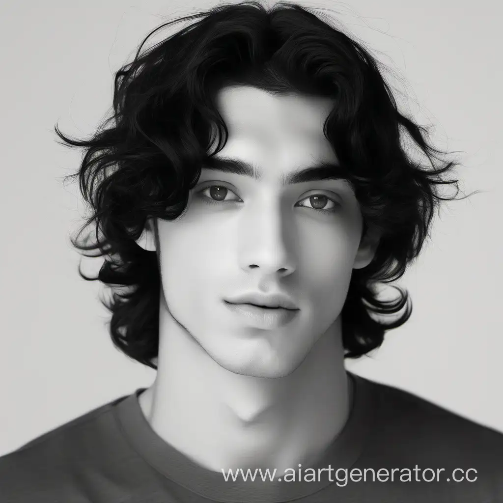 Portrait-of-a-25YearOld-Man-with-Wavy-Black-Hair-and-Striking-Features