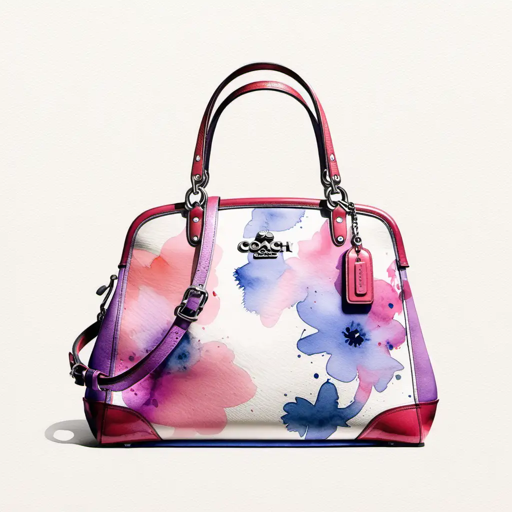 Elegant Coach Handbag in Enchanting Watercolor Palette