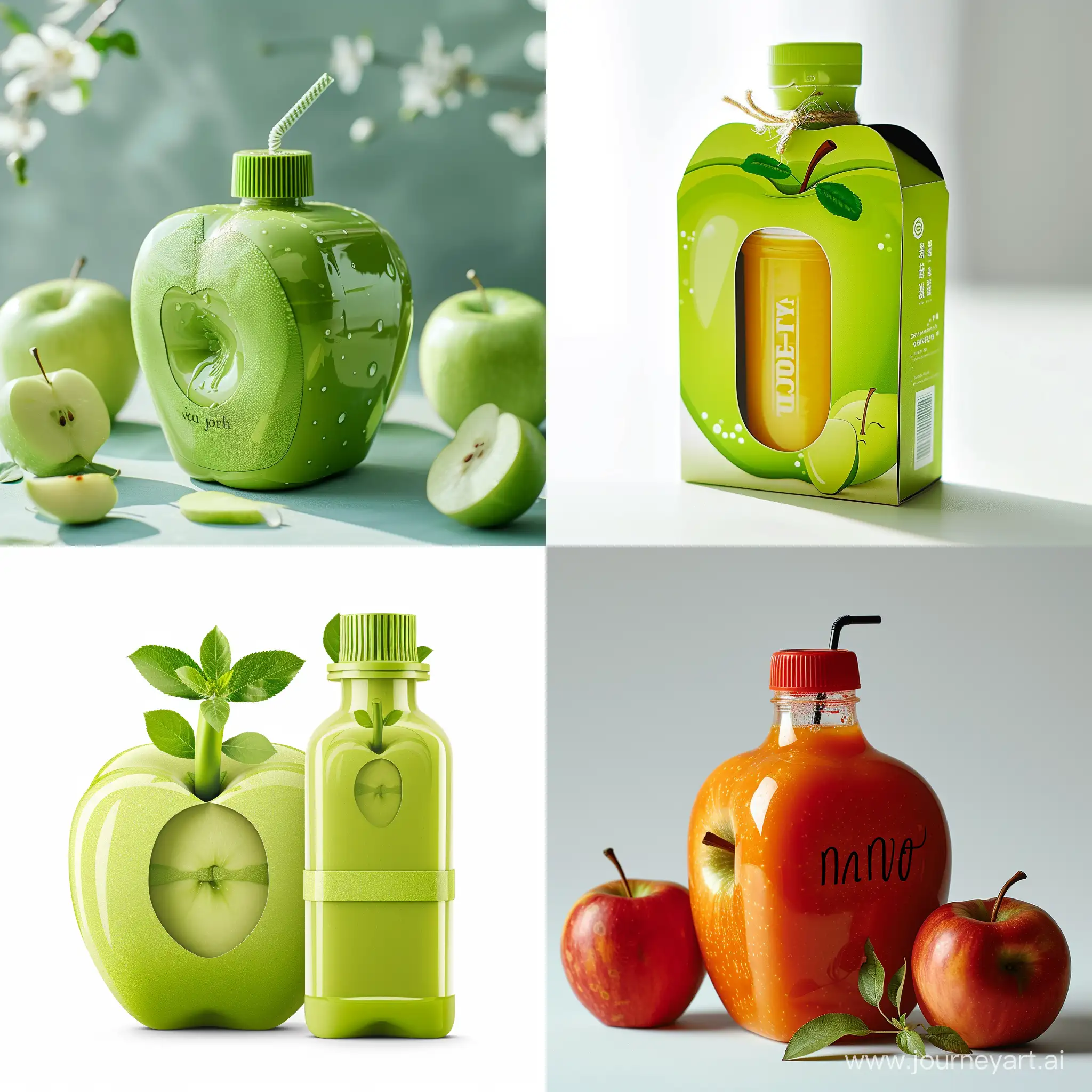 Creative juice packaging in the form of a big apple, Good detail, commercial photography, bright