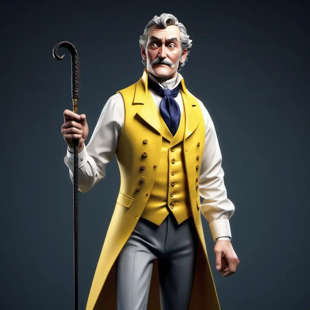 Sophisticated MiddleAged Man in Yellow Waistcoat with Riding Crop