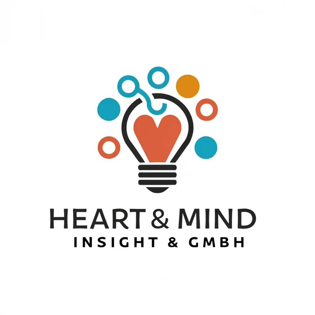 a logo design,with the text "Heart & Mind Insights GmbH", main symbol:create a logo for "Heart & Mind" Insights GmbH, a consulting firm that specializes in training and coaching.  a design that strongly reflects our core values of professionalism, trustworthiness, curiosity,  a light bulb, a brain and a heart,  modern . 
 A simple logo, such as a light bulb in the shape of a heart or half heart half light bulb, ,complex,clear background