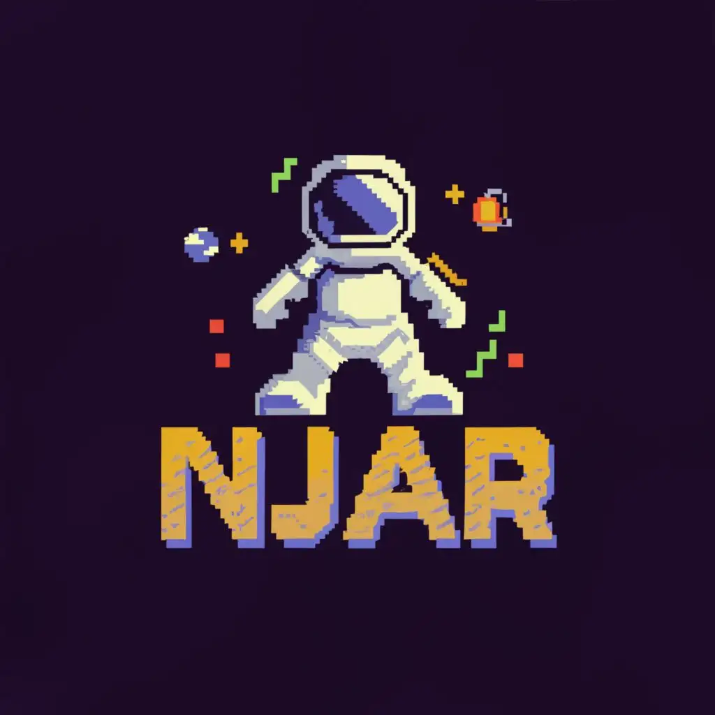 a logo design,with the text "njar", main symbol:astronaut and game,Moderate,be used in Entertainment industry,clear background