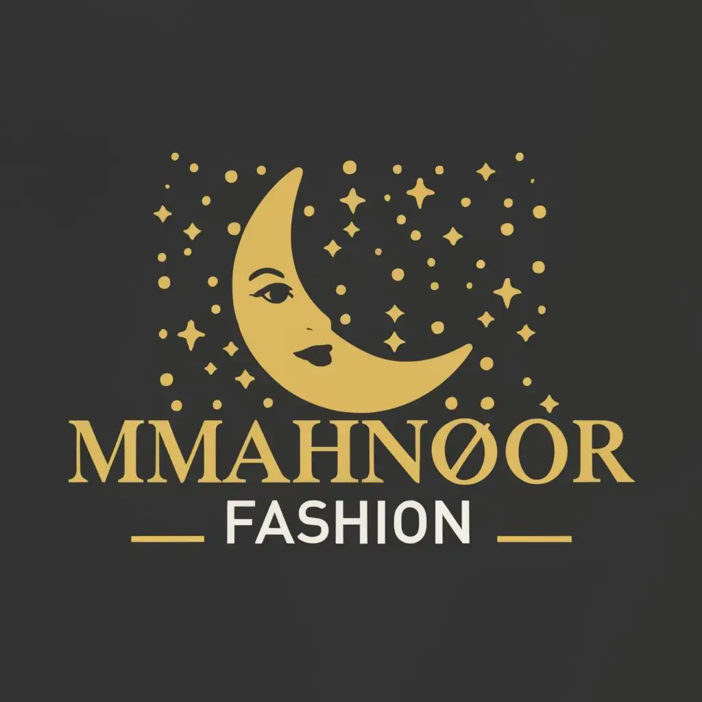 logo, Moon, with the text "MAHNOOR fashion", typography
