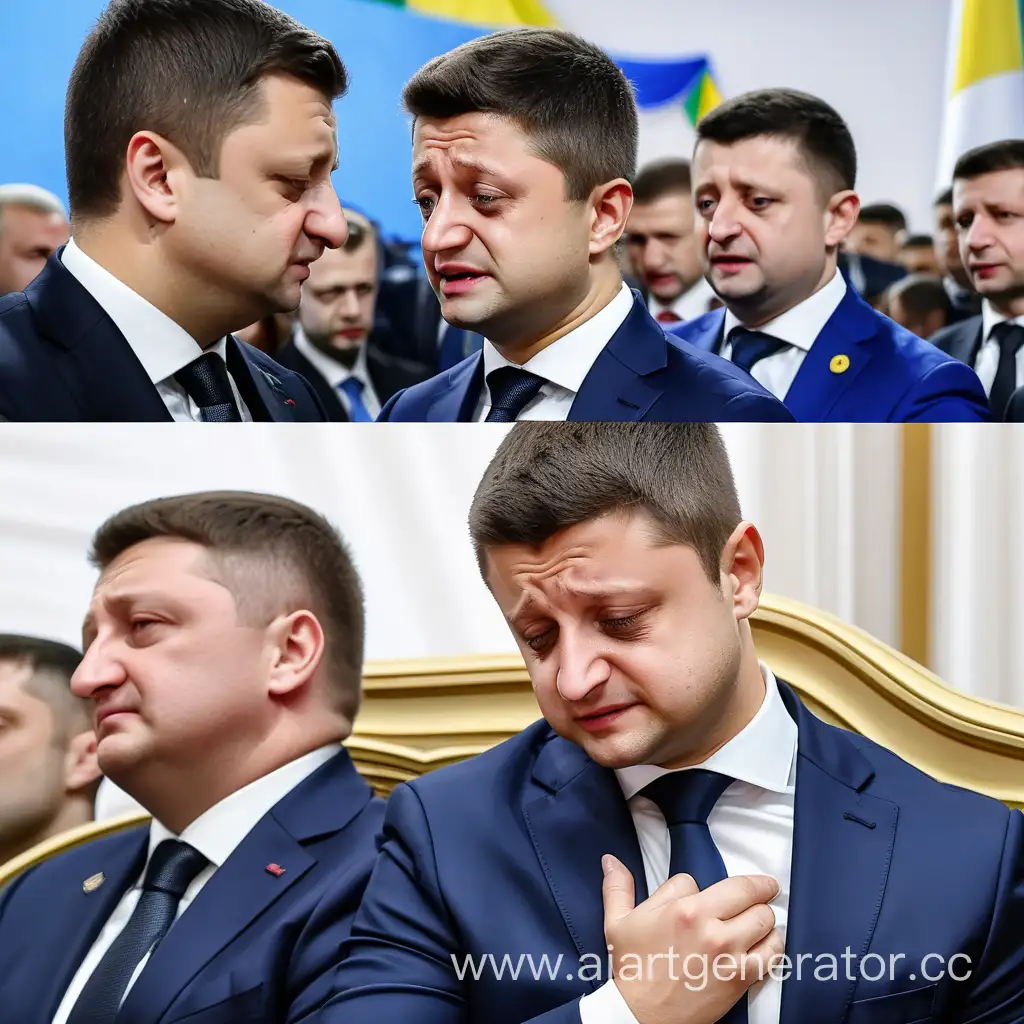 Emotional Zelensky Crying in a Powerful Moment | AI Art Generator