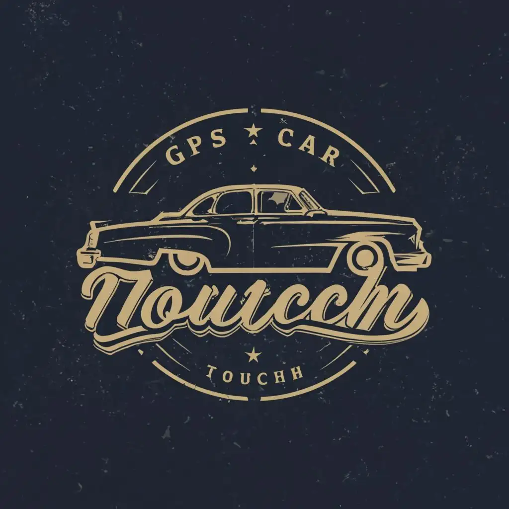 a logo design,with the text "GPS Touch", main symbol:Vintage Car,Moderate,be used in Automotive industry,clear background
