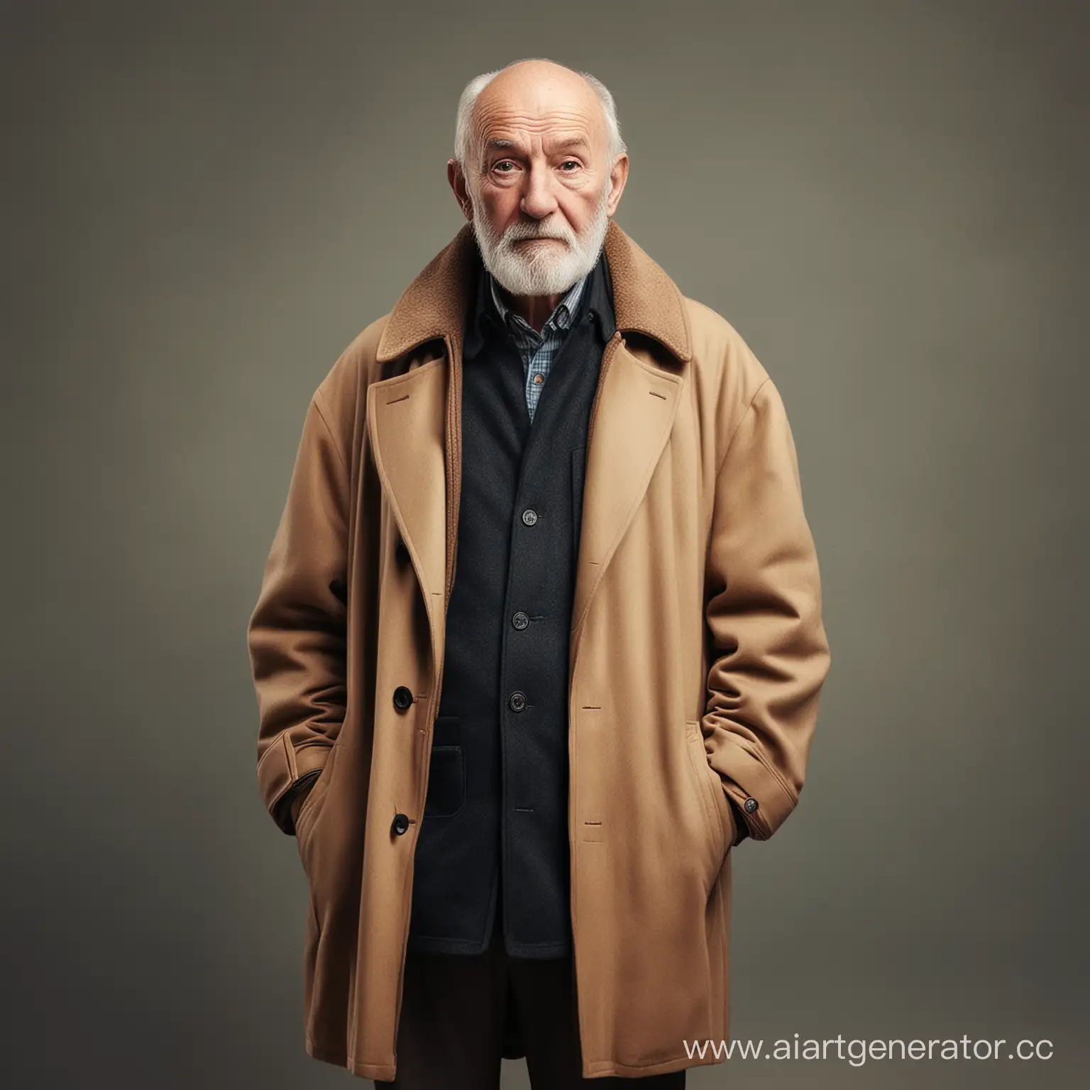 Elderly-Gentleman-Walking-Alone-in-Autumn-Coat