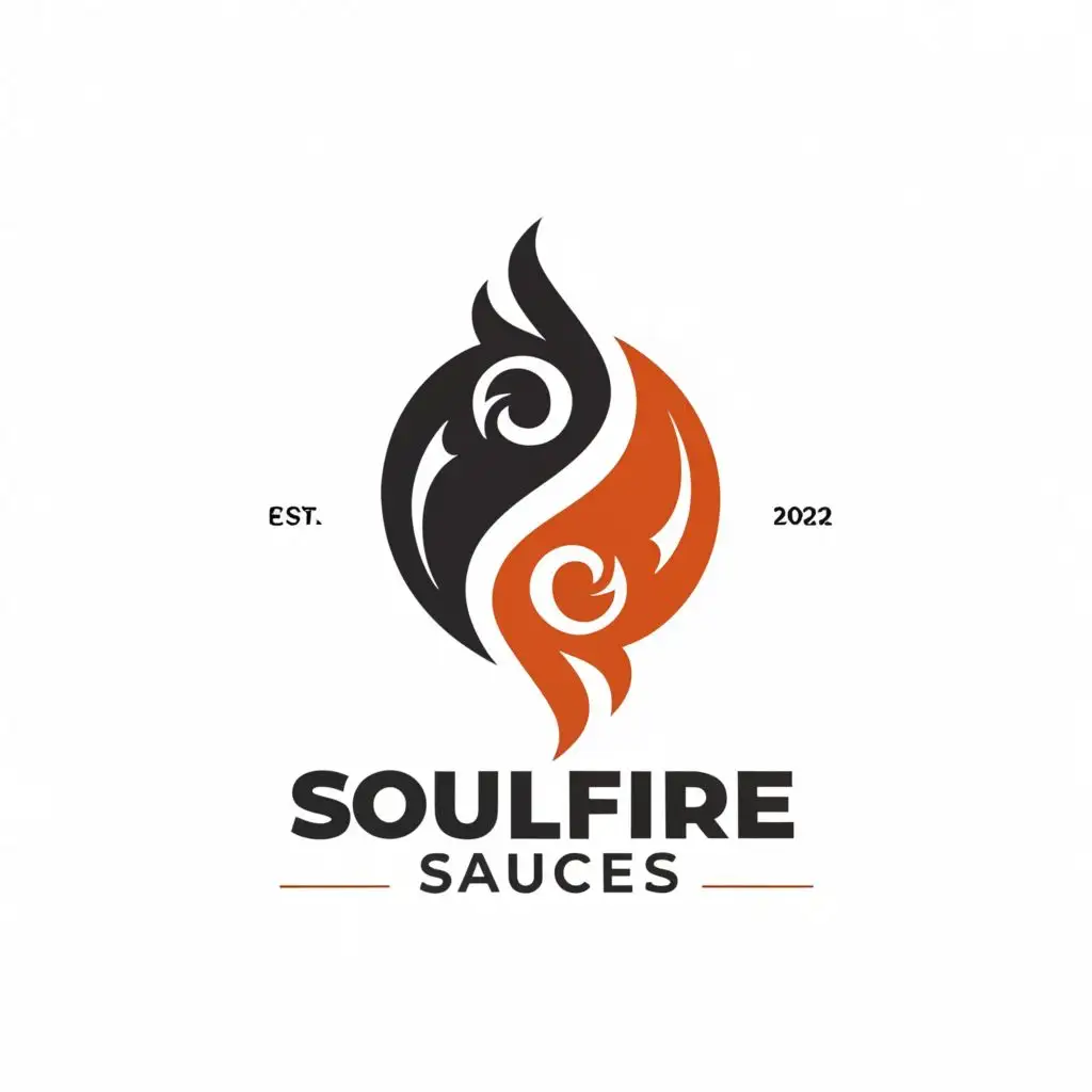 a logo design,with the text "Soulfire Sauces", main symbol:Yin yang in middle of flame symbol logo,Minimalistic,be used in Restaurant industry,clear background