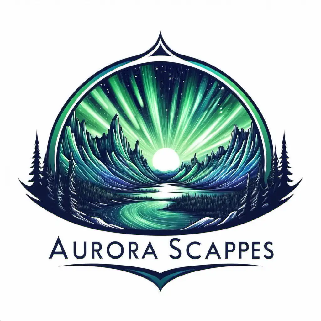Minimalist Logo Design for Aurora Scapes Prints on White Background