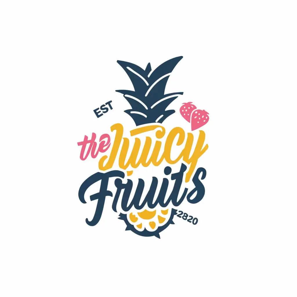 a logo design,with the text "The Juicy Fruits", main symbol:Pineapple,Moderate,clear background