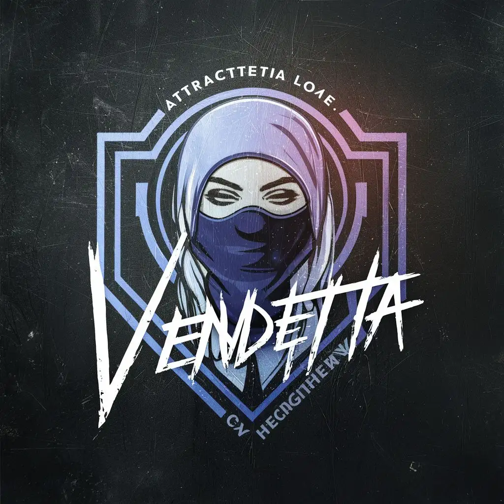 logo, balaclava attractive female gangster streetwear graffiti dark feminine aesthetic, with the text "Vendetta", typography