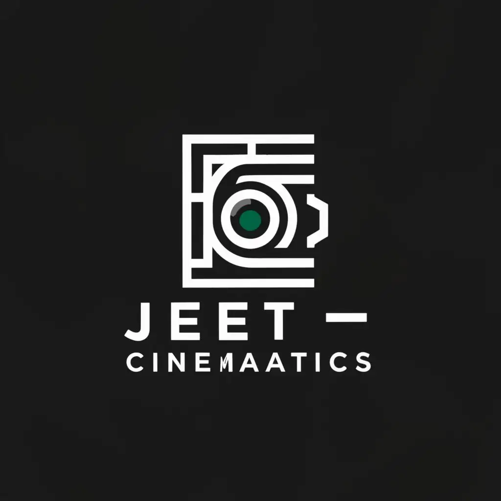 a logo design,with the text "JEET CINEMATICS", main symbol:CAMERA,Moderate,be used in Entertainment industry,clear background