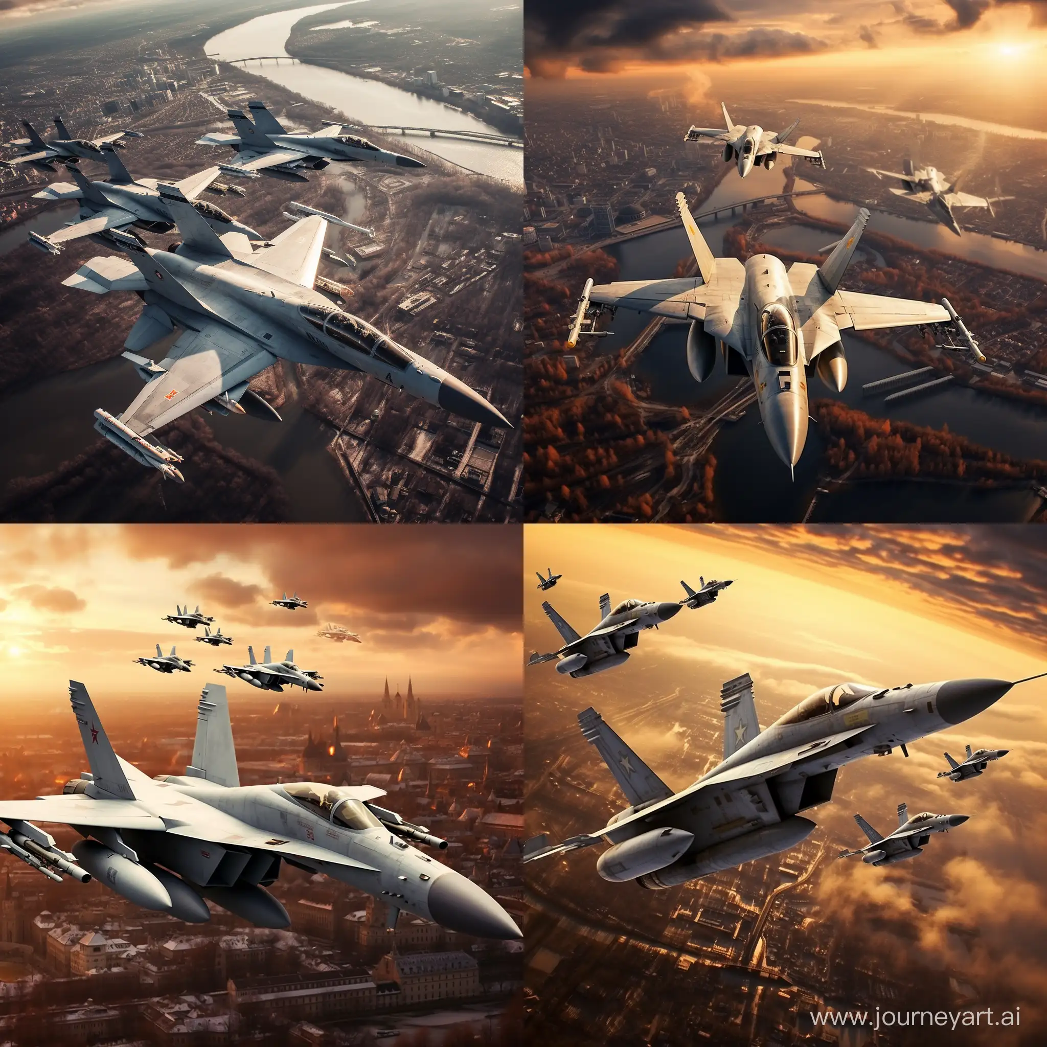 FA18-Squadron-Soaring-Over-Moscow-Skyline