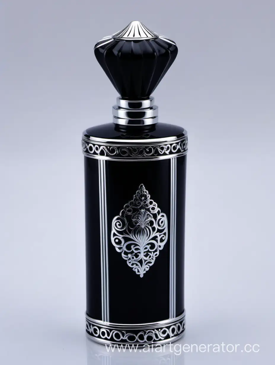 Zamac Perfume decorative ornamental  black, royal dark torquious  heavy bottle double in height  with stylish Silver lines cap and bottle