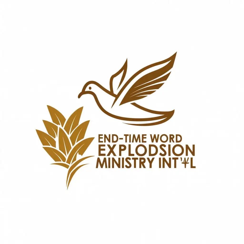 a logo design,with the text "End-Time Word Explosion Ministry Int'l", main symbol:dove and wheat,Moderate,be used in Religious industry,clear background