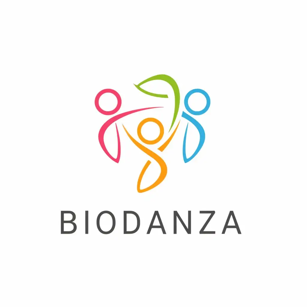 a logo design,with the text 'Biodanza', main symbol:people in a circle while dancing,Minimalistic,clear background