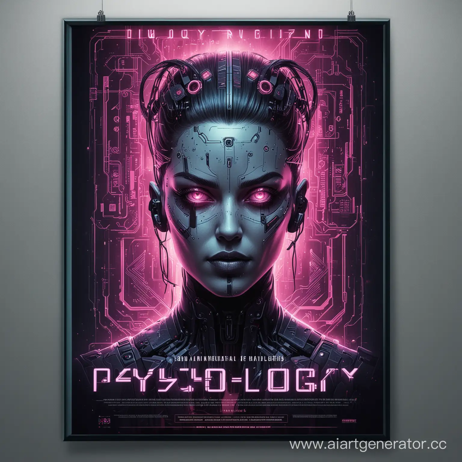 Плакат на тему психологии в стиле киберпанк