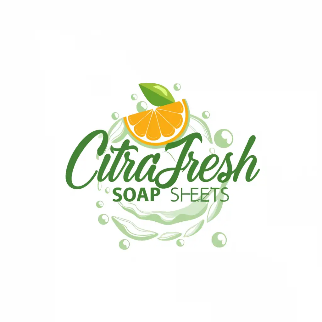 a logo design,with the text CitraFresh Soap Sheeets, main symbol:Calamansi/ soap sheets/ bubbles,complex,be used in Retail industry,clear background