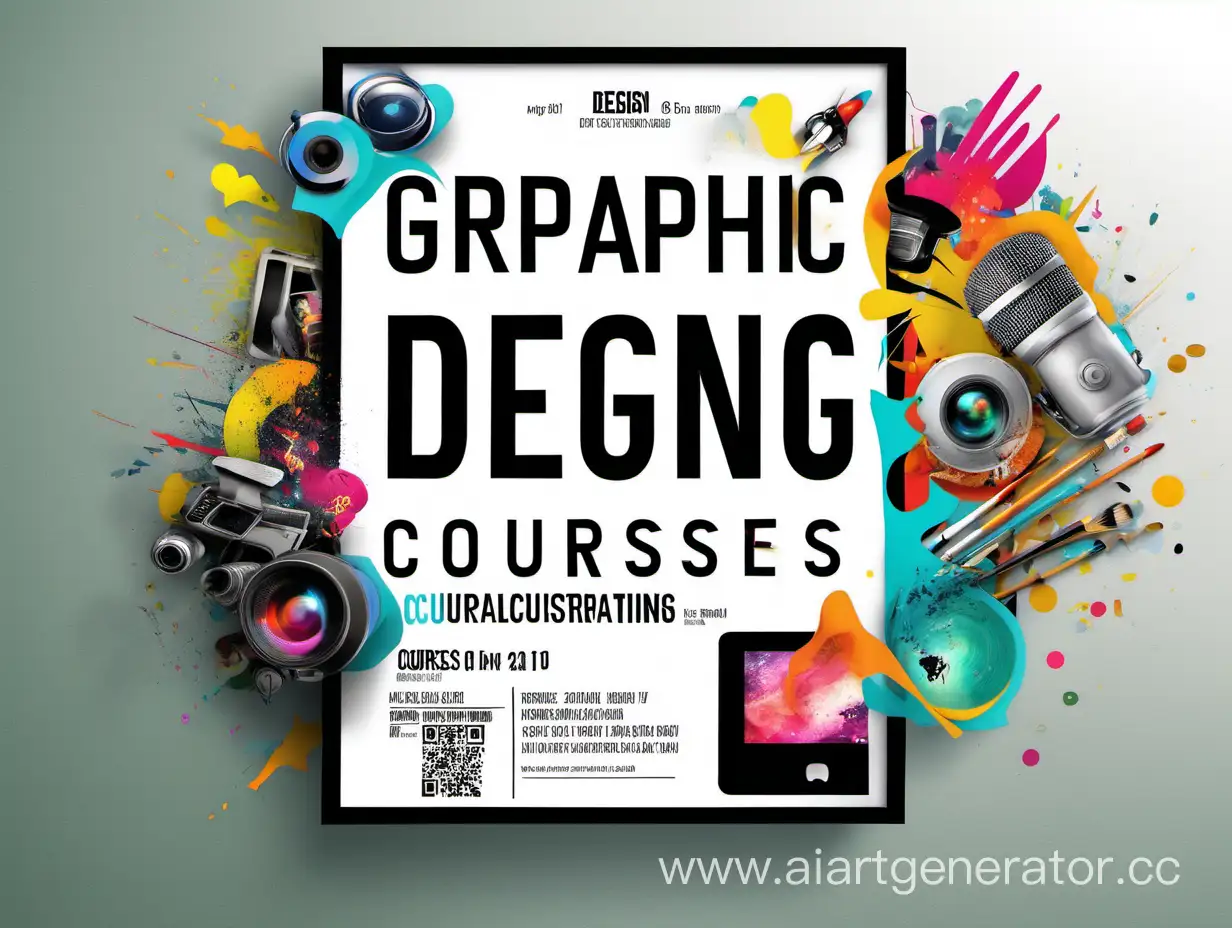 graphic design courses poster, Photoshop, Illustrator, art design, manipulations