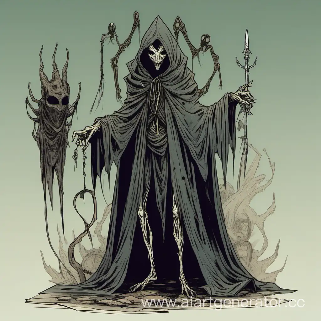 Elden-Ring-Inspired-MultiArmed-Monster-with-Daggers-and-Enigmatic-Doll-Mask