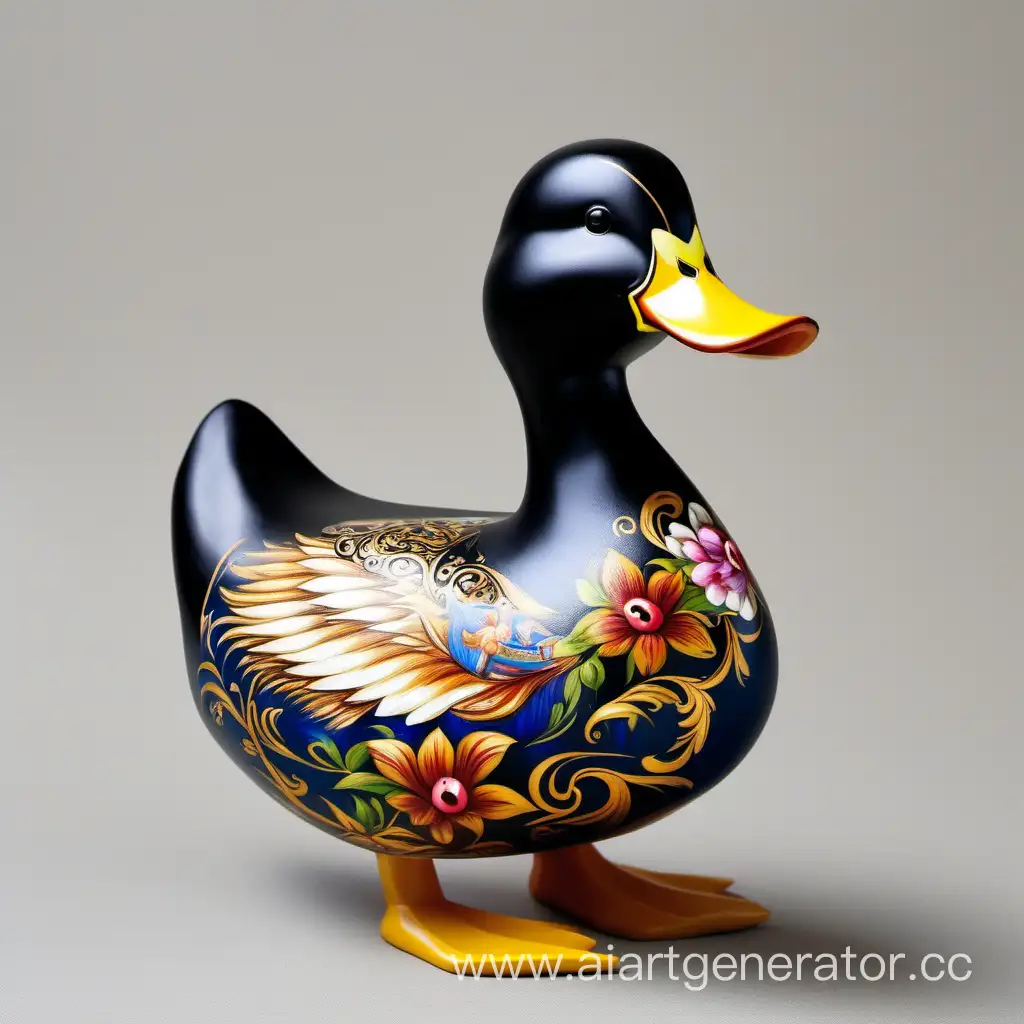 Zhostovo-Painted-Duck-Elegant-Bird-Adorned-with-Traditional-Russian-Floral-Patterns