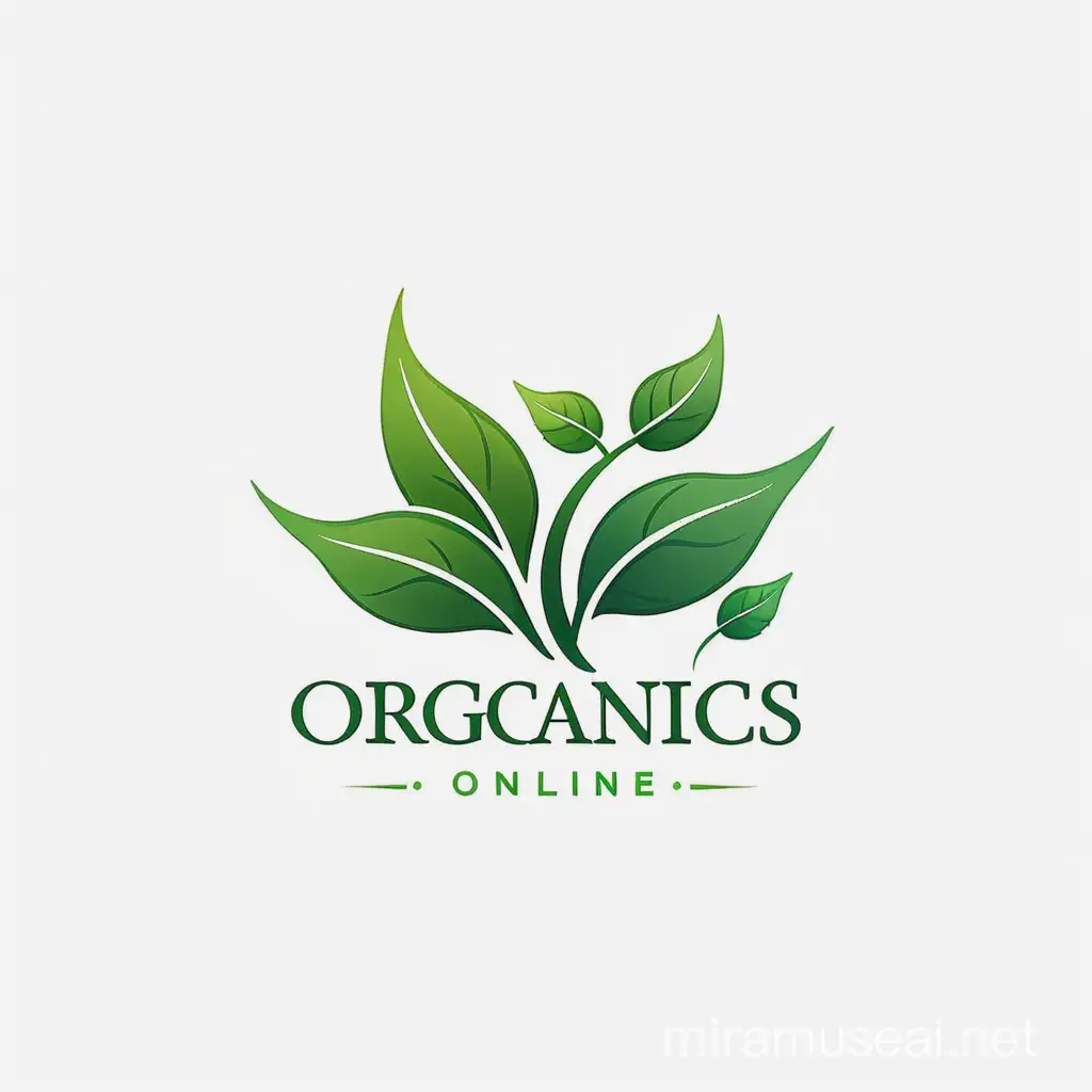 simple logo with green leaves or plants for a business called ORGANICS ONLINE, white background