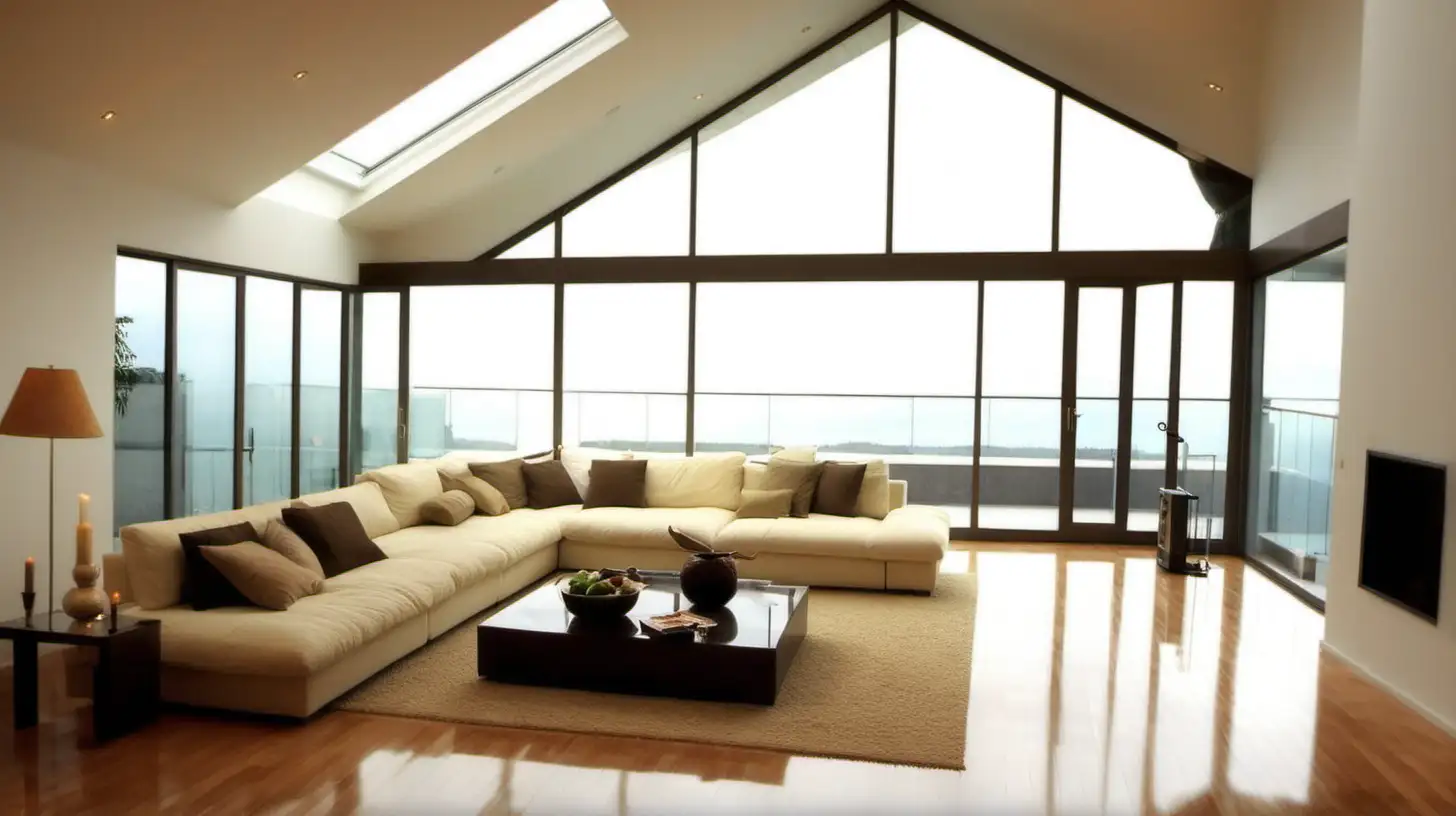 Cozy Living Room with FloortoCeiling Windows