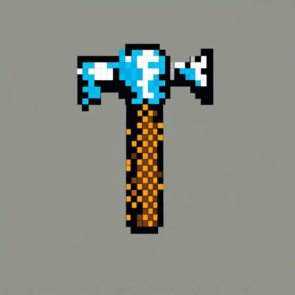 a picture of a hammer in 8bit graphics style
