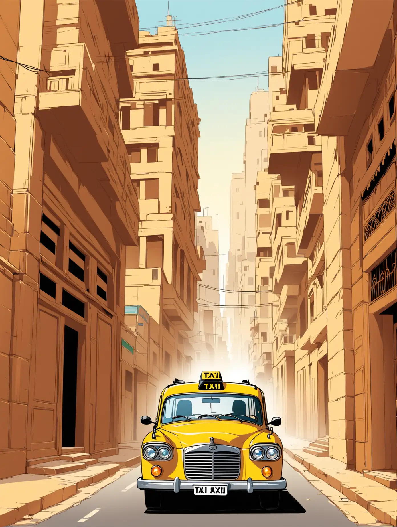 Vector illustration of an Egyptian taxi in Cairo
