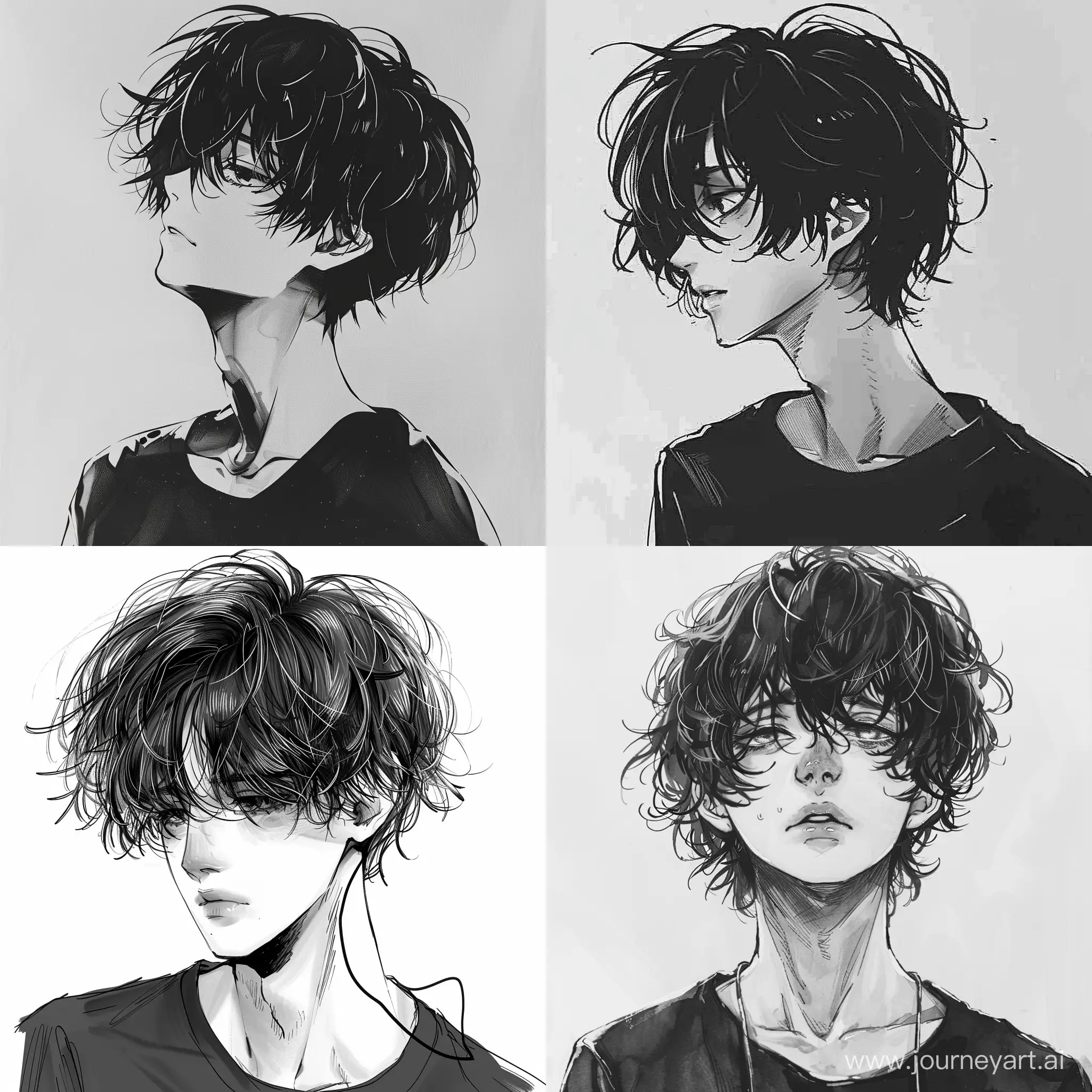 AnimeInspired-Portrait-of-a-23YearOld-Man-with-Unstyled-Hair-in-Monochrome