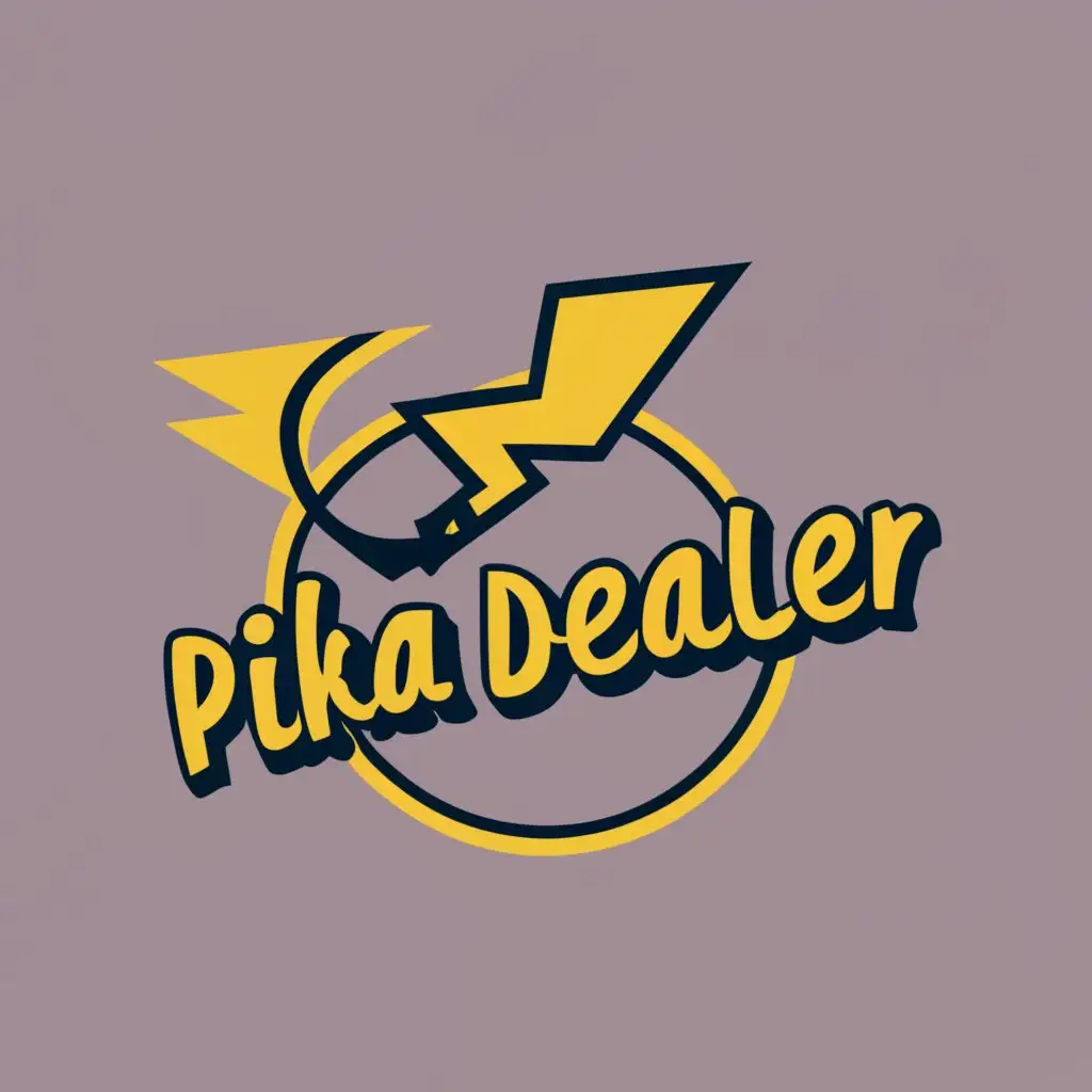 logo, only a Pikachu tail, with the text "Pika Dealer", typography, be used in Entertainment industry on a white background