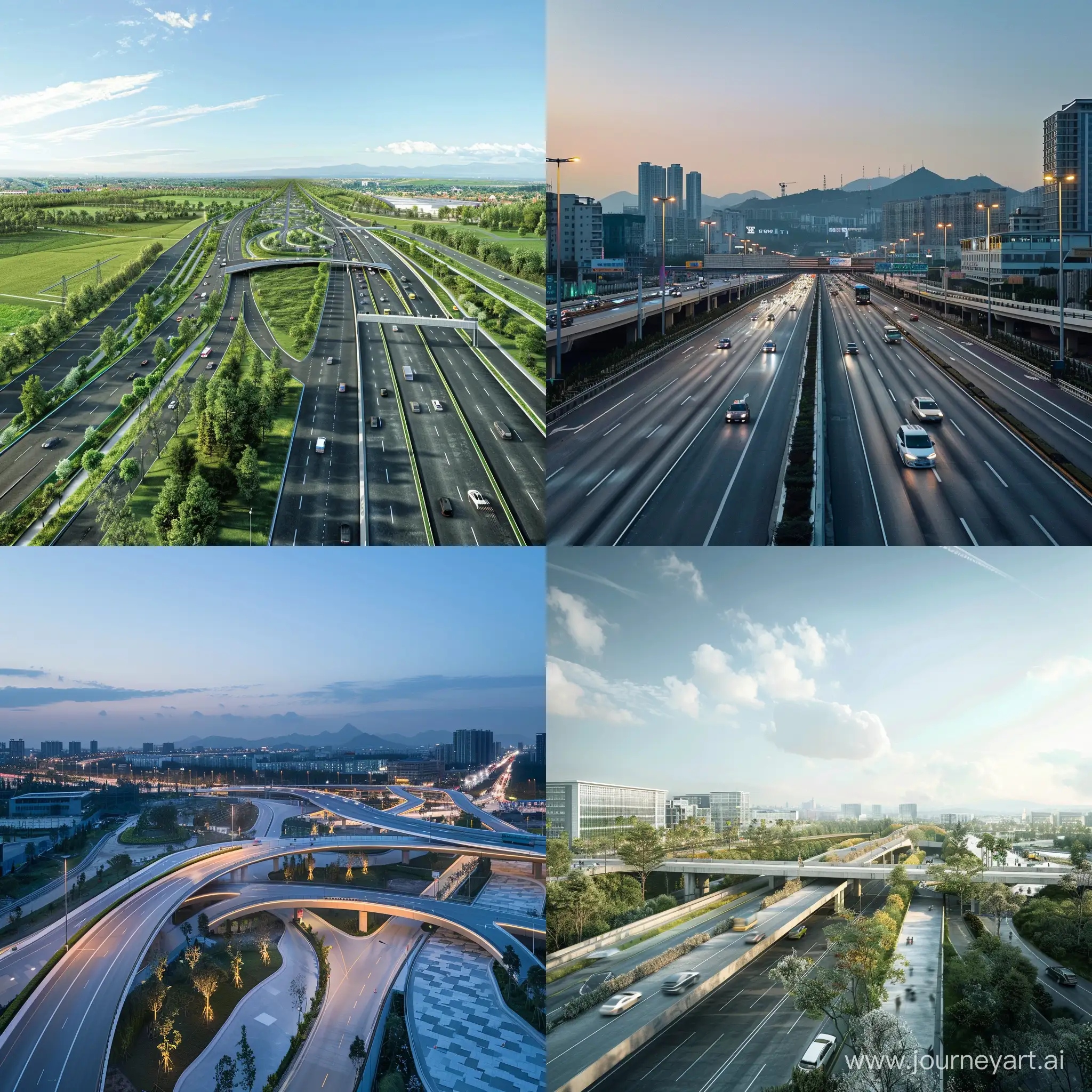 高速公路服务区，全景图，现代化

